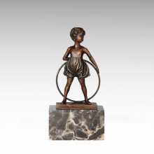 Kids Figure Statue Hula-Hoop Girl Bronze Sculpture TPE-701